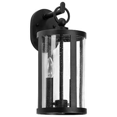 Broadstone 2 Light Large Wall Lantern Matte Black with Clear Seeded Glass