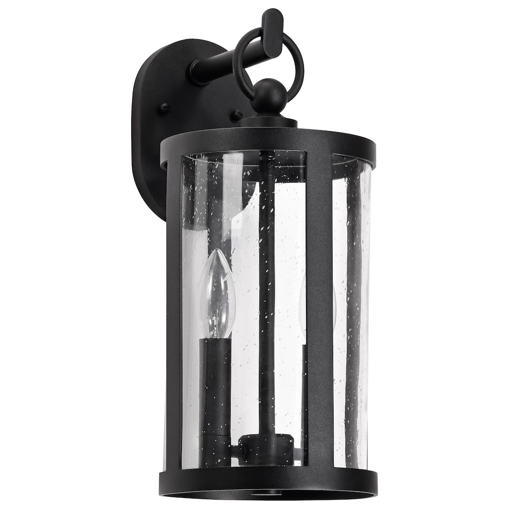 Broadstone 2 Light Large Wall Lantern Matte Black with Clear Seeded Glass