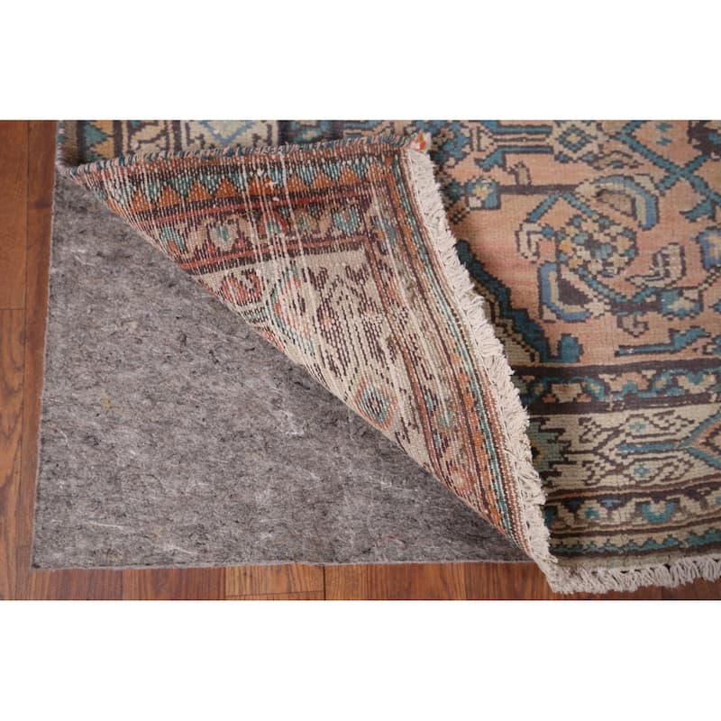Geometric Hamedan Vintage Persian Runner Rug Handmade Wool Carpet - 3'9" x 8'8"