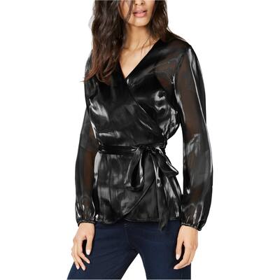 I.N.C Womens Glam Wrap Blouse