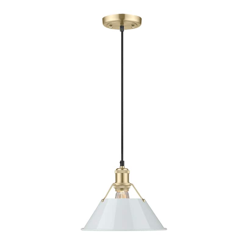 Orwell 10" Wide Medium Pendant in Brushed Champagne Bronze with Dusky Blue - Gold