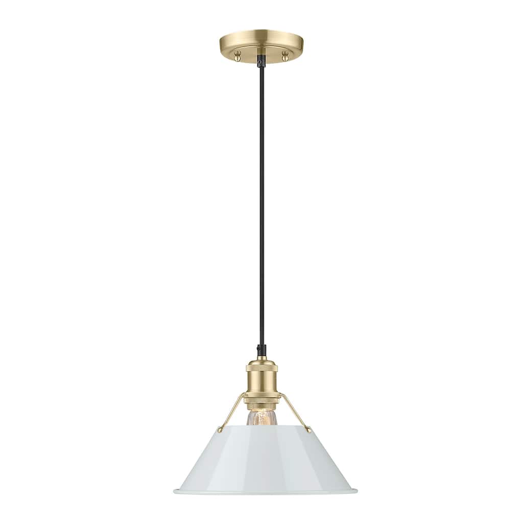 Orwell 10" Wide Medium Pendant in Brushed Champagne Bronze with Dusky Blue - Gold