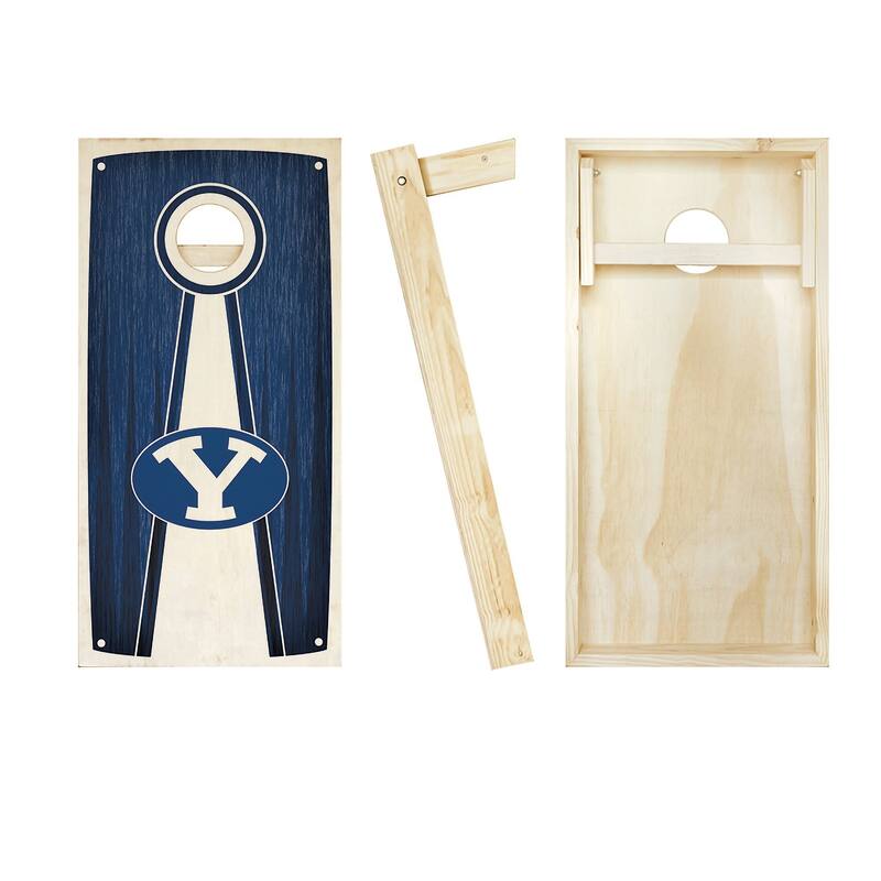 BYU Stained Pyramid Outdoor Cornhole Board Set