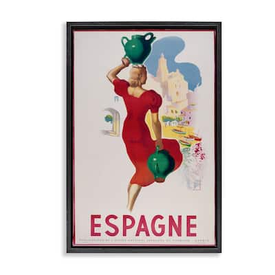 Stupell Vintage Spain Travel Advertisement Framed Floater Canvas Wall Art Design By Marcus Jules