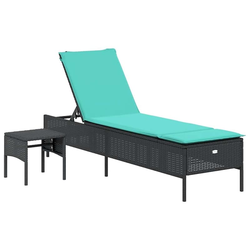vidaXL Sun Lounger Set with Cushion Outdoor Chaise Lounge 3 Piece Poly Rattan