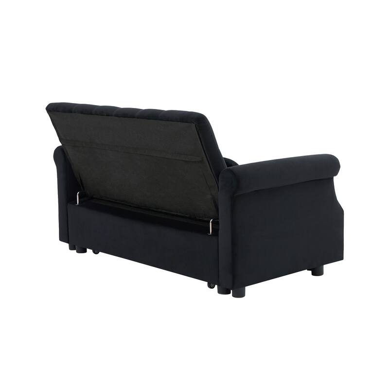 55" Velvet Convertible Pull-Out Loveseat Sleeper Sofa with 2 Pillows