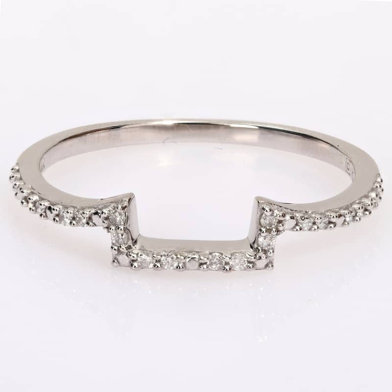 Miadora 1/10ct TDW Diamond Contour Stackable Wedding Band in 14k White Gold