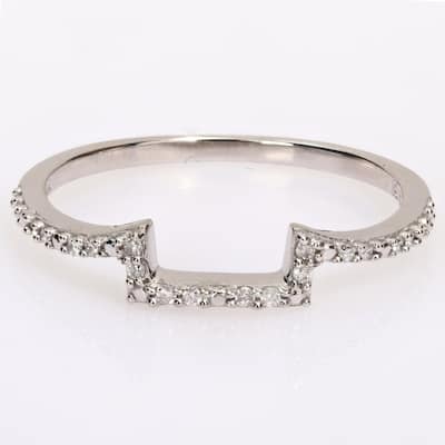 Miadora 1/10ct TDW Diamond Contour Stackable Wedding Band in 14k White Gold
