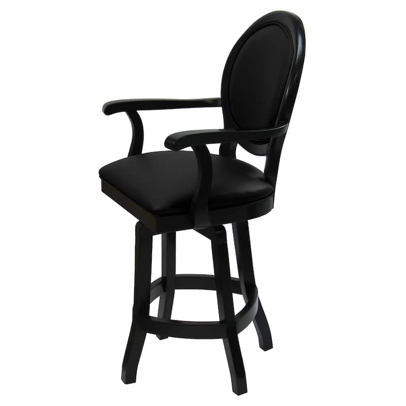 Swivel Wood Counter 26" 30" Extra Tall 34" Bar Stool - 500 on S-Base - Black - Black - Bar Height