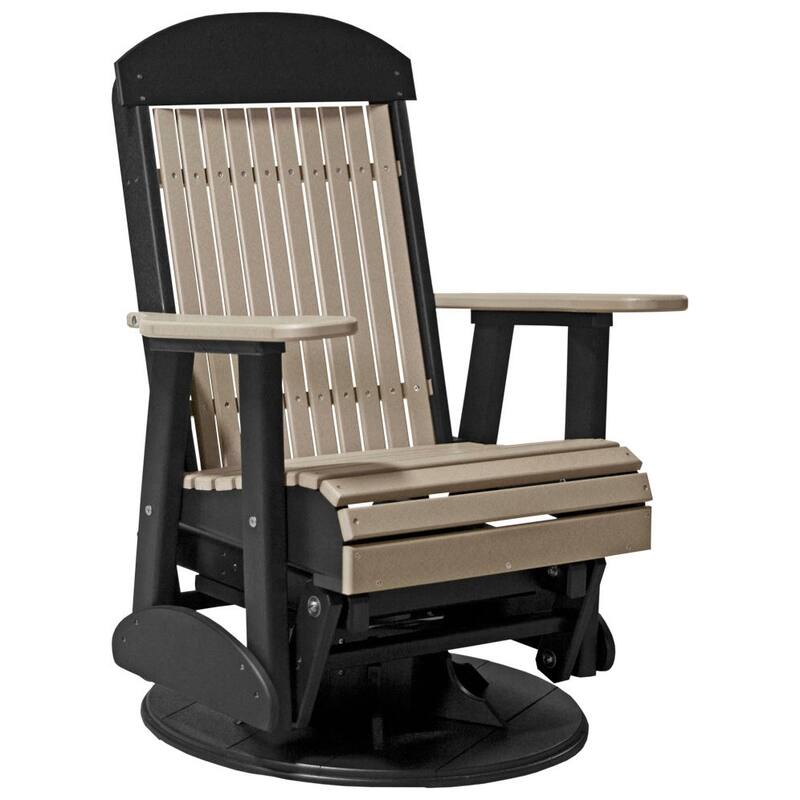Poly Lumber Classic Swivel Glider Chair - Weatherwood & Black