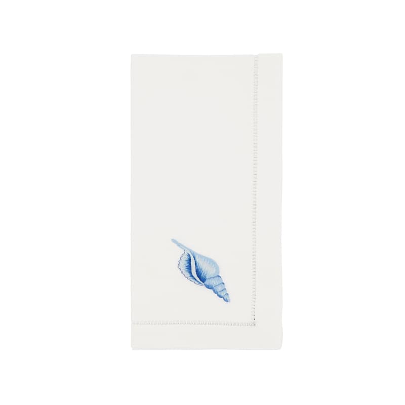 Beachside Bliss Embroidered Seashell Napkin (Set of 6) - 20"x20" - 20"x20" - White - Set of 6