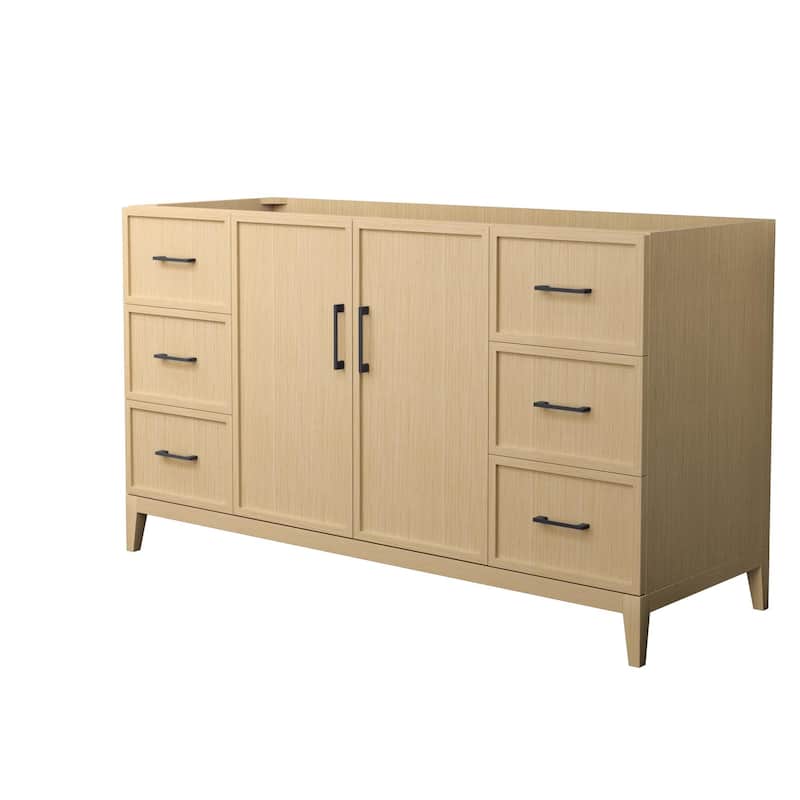 Elan 60-inch Single Vanity Cabinet - White Oak, Black Trim, No Top