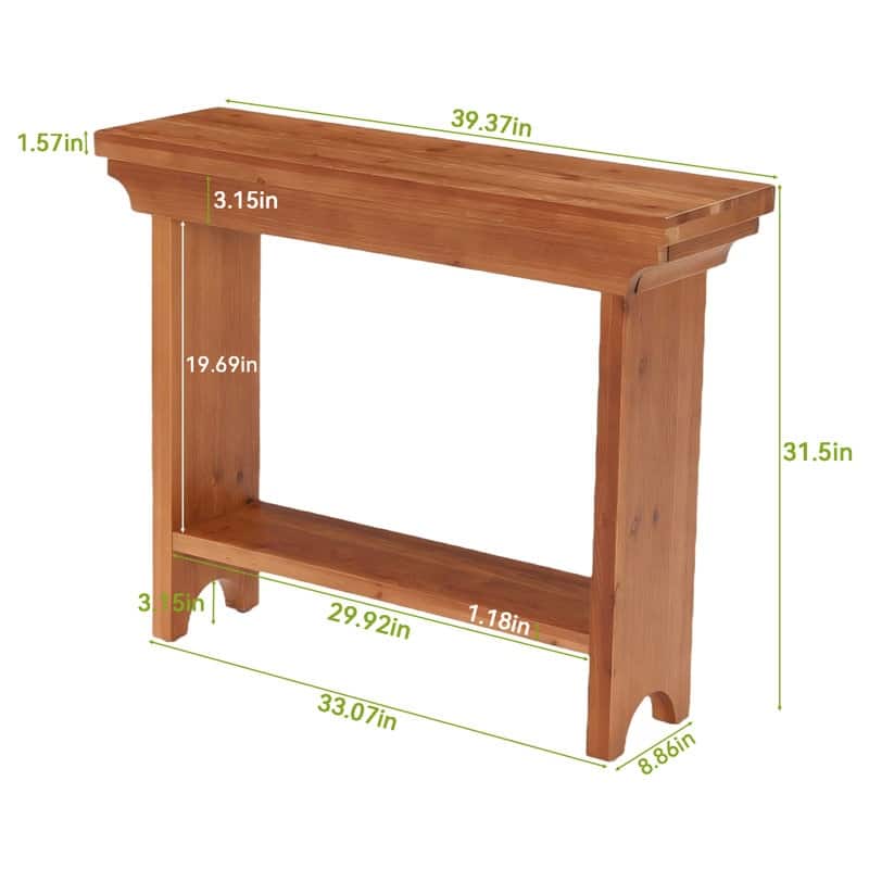 39.37" Solid Wood Console Table, 2-Tier Small Entryway Table