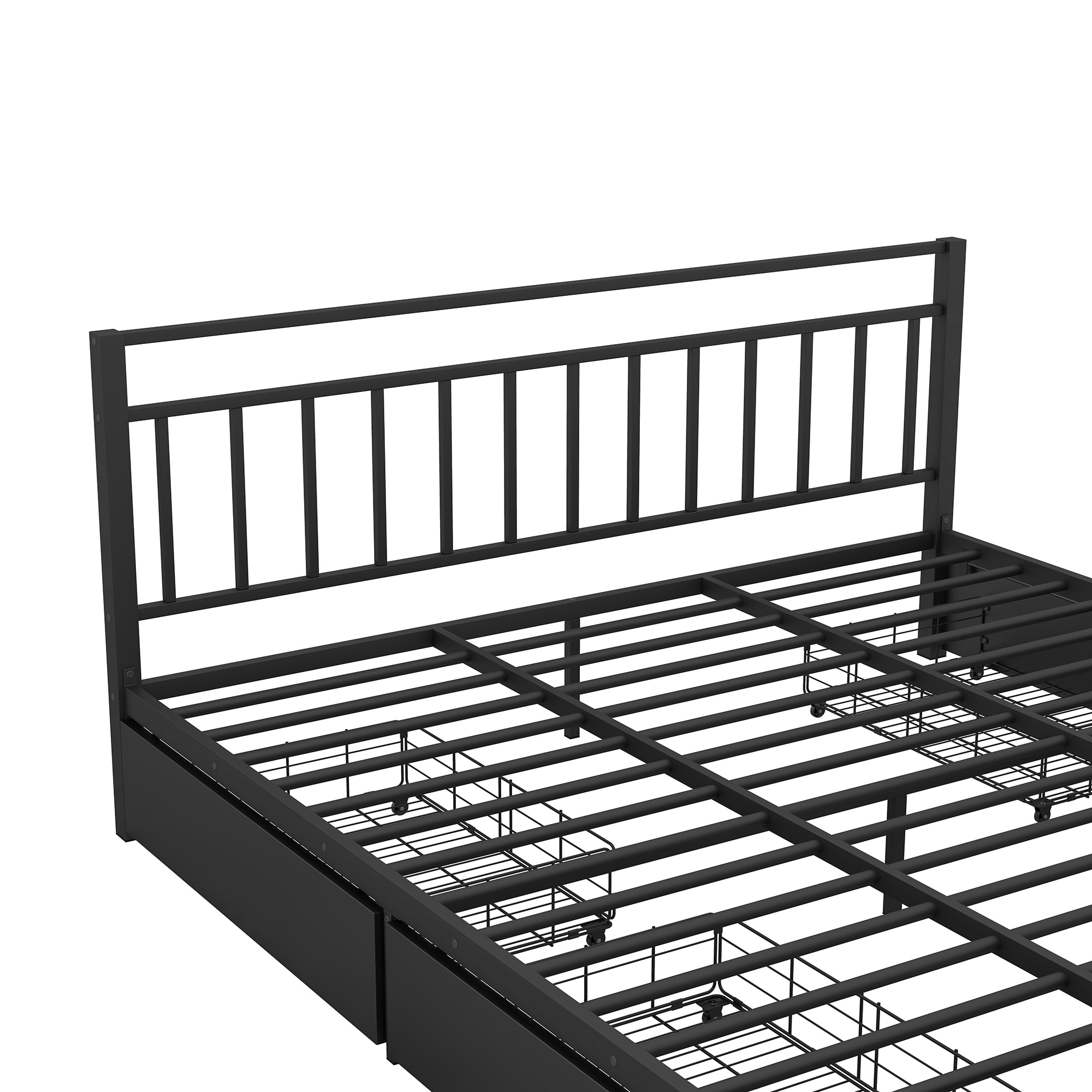 Sturdy Metal Frame King Size Storage Platform Bed with 4 Drawers