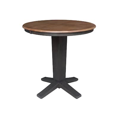 36 in Round Top Pedestal Counter Height Dining Table with 12 in Leaf