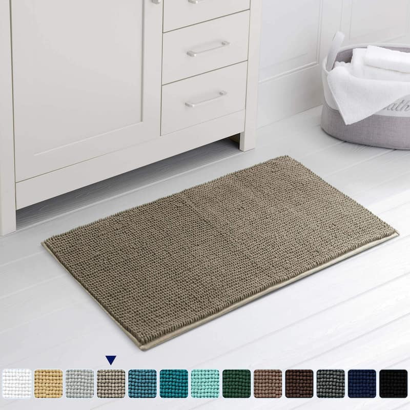 Subrtex Chenille Soft Rugs Super Water Absorbing Shower Mats - 24x60 - Taupe Brown