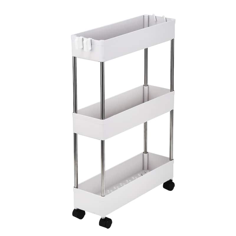 3/4-Layer Mobile Multi-functional Slim Storage Cart,White