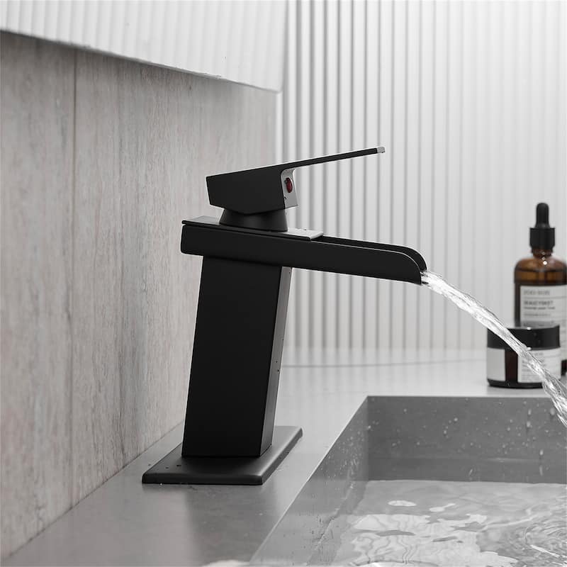 Single Handle Bathroom Faucet with Deck Plate 304 Stainless Steel 1 Hole Modern Bathroom Sink Basin Faucets
