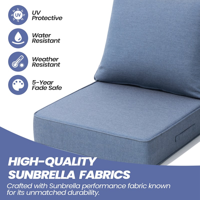 24" W * 24" D * 20" H Outdoor Patio Deep Seat Cushion Set Chair Cushion with Sunbrella Fabric