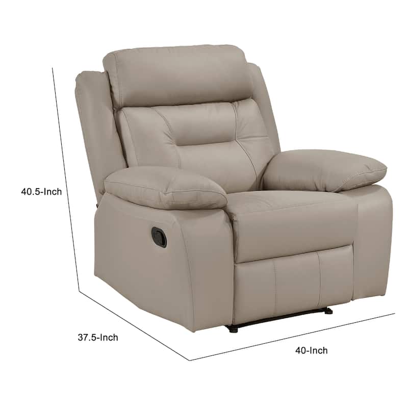 Conia Manual Reclining Chair, Latte Beige Top Grain Leather Cushions