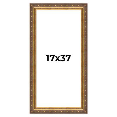17x37 Frame Vintage Gold Solid Wood Picture Frame | 2.5 Inch Moulding