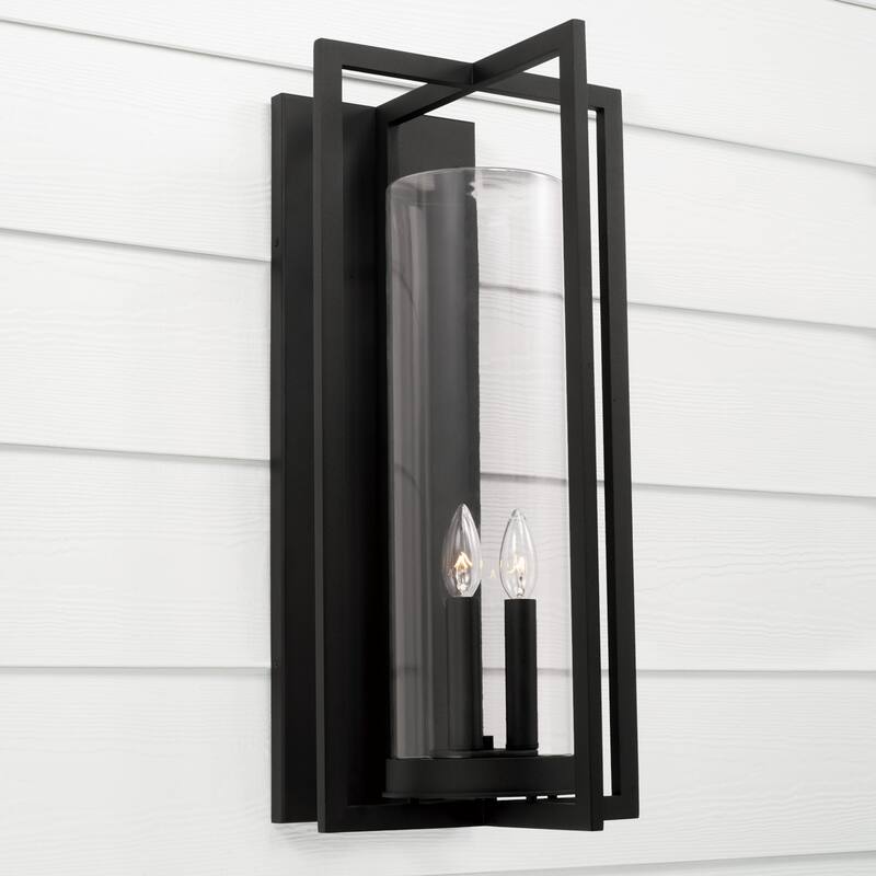 Kent Black Outdoor Wall Lantern w/ Clear Glass