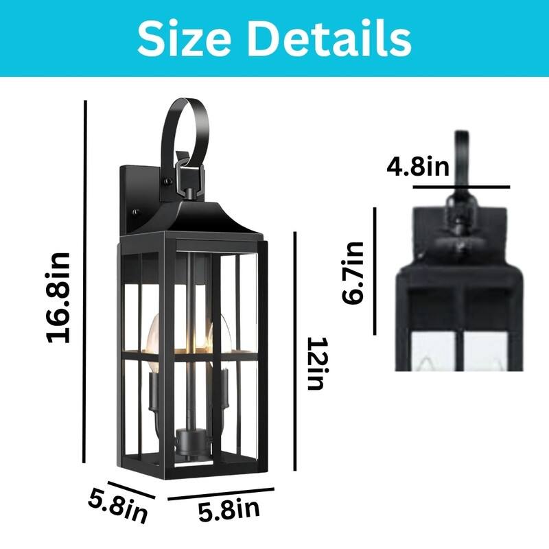 2 Pack light bulbs black light fixture aluminum, glass, metal wall sconce