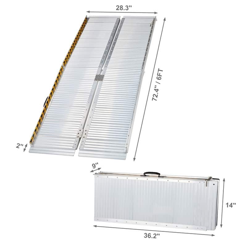 6ft Four-section Aluminum Wheelchair Loading Ramps Silver - N/A