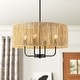 preview thumbnail 1 of 8, 4 - Light Coastal Hand-woven Drum Chandelier - 19.7 in. W x 90.6 in. H 19.7 in. W x 90.6 in. H - Brown/Matte Black/Natural