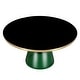 preview thumbnail 8 of 16, 30-Inch Round Coffee Table Glass/Stone Tabletop with Gold Iron Rim Frame Glass Pedestal Base