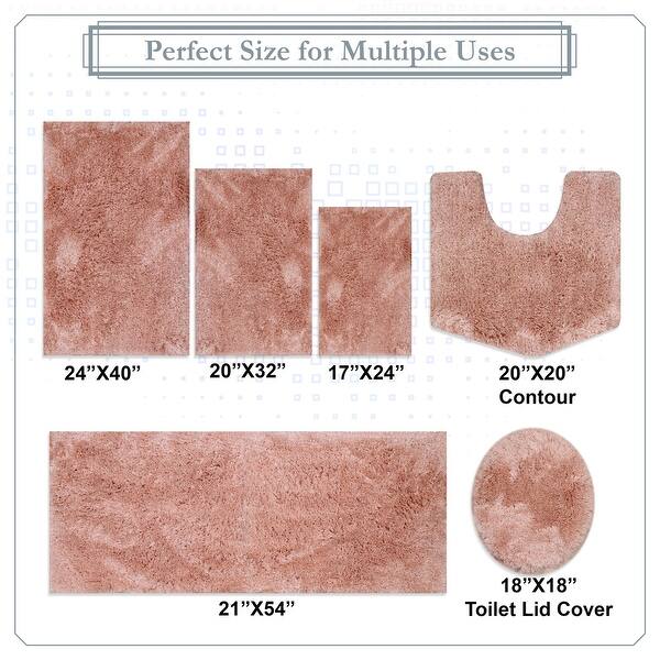 dimension image slide 7 of 28, Luxury Plush Bathroom Rug Set - Quick-Dry, Soft Microfiber, Non-Slip, Absorbent & Washable Bath Mats