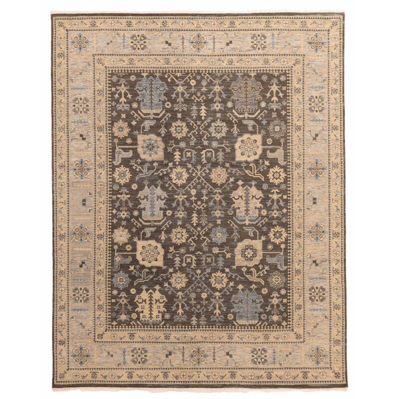 ECARPETGALLERY Hand-knotted Jamshidpour Dark Brown Wool Rug - 8'2 x 10'3
