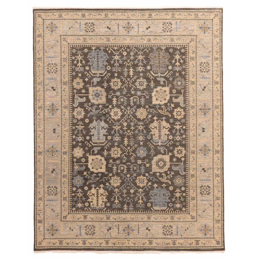 ECARPETGALLERY Hand-knotted Jamshidpour Dark Brown Wool Rug - 8'2 x 10'3