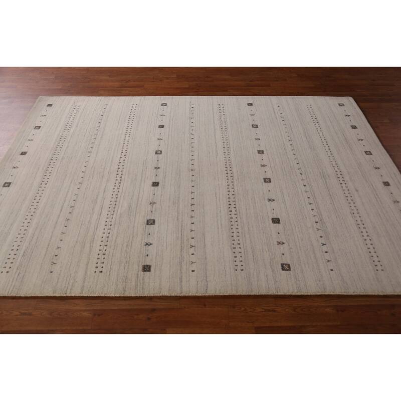 Tribal Beige Gabbeh Area Rug Handmade Modern Wool Carpet - 5'4" x 7'9"