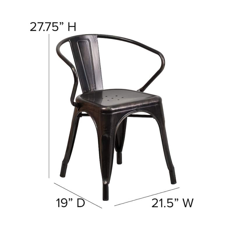4 Pack Metal Indoor-Outdoor Chair with Arms