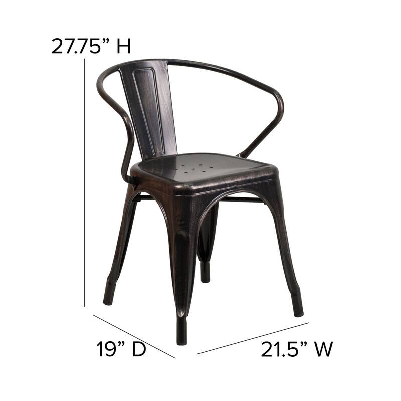 Metal Indoor-Outdoor Chair with Arms - 19"D x 21.5"W x 27.75"H