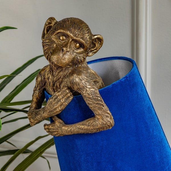 ongeduldig Geleidbaarheid Twinkelen Chester Gold Monkey Table Lamp w/Blue Velvet Shade - 9 x 9 x 21.5 -  Overstock - 34985776