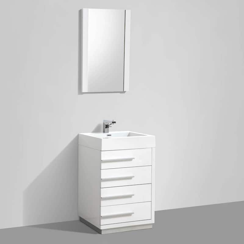 Blossom 24" All-Wood Vanity w/ Acrylic Sink & Mirror, Freestanding