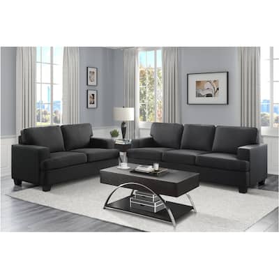Jobyna Black Textured Fabric Living Room Set