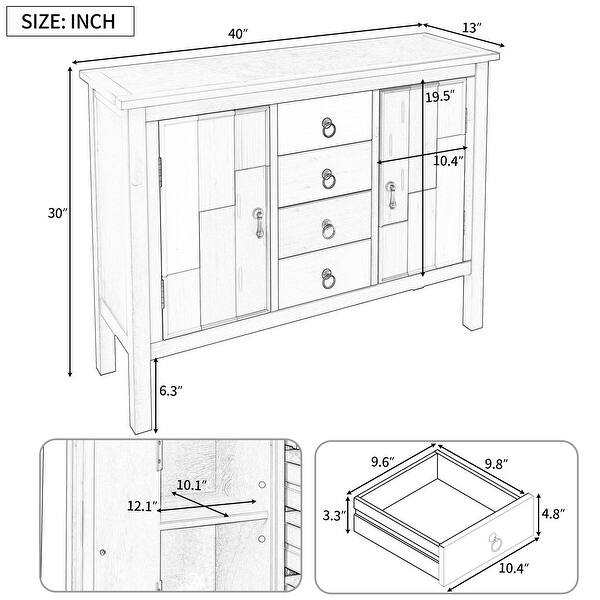 Colorful Design Pine Wooden Structure and MDF Board with Four Drawers and Two