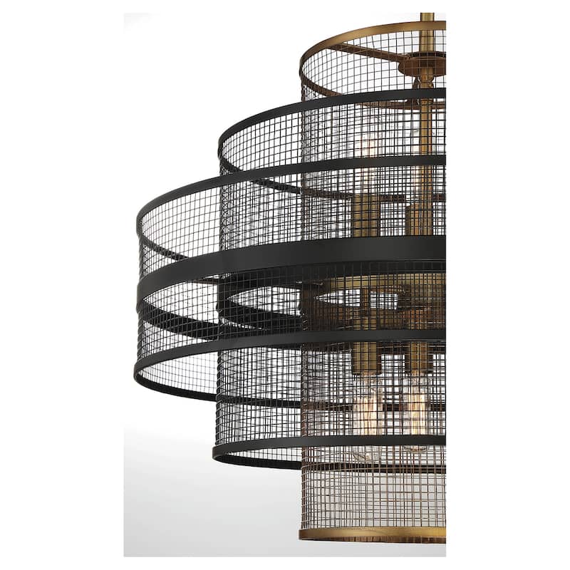 Kelvin 6-Light Pendant in Matte Black with Warm Brass