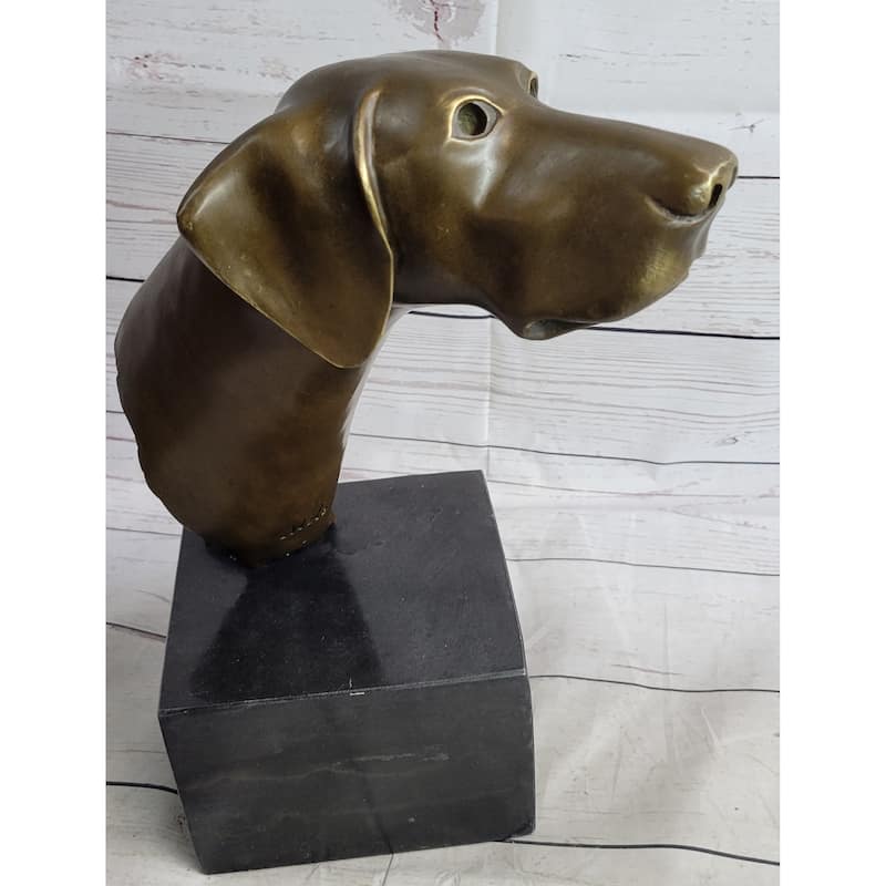 Weimaraner Vizsla Imitative Dog Bronze Bust Sculpture Statue Home Decor Figurine On Marble Base