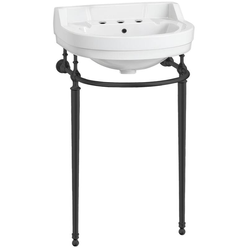 Whitehaus WHV022-L32-3H 21-5/8" Specialty Vitreous China Console - White / Matte Black