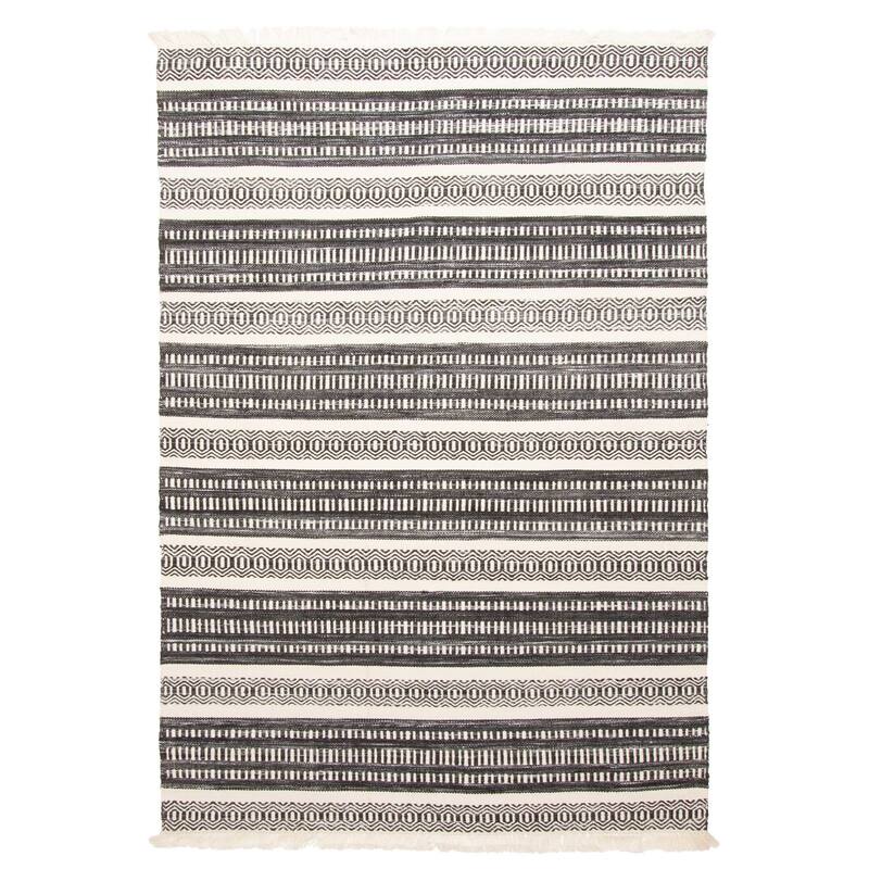 ECARPETGALLERY Flat-Weave Ankara FW Charcoal Wool Kilim - 5'2 x 7'7