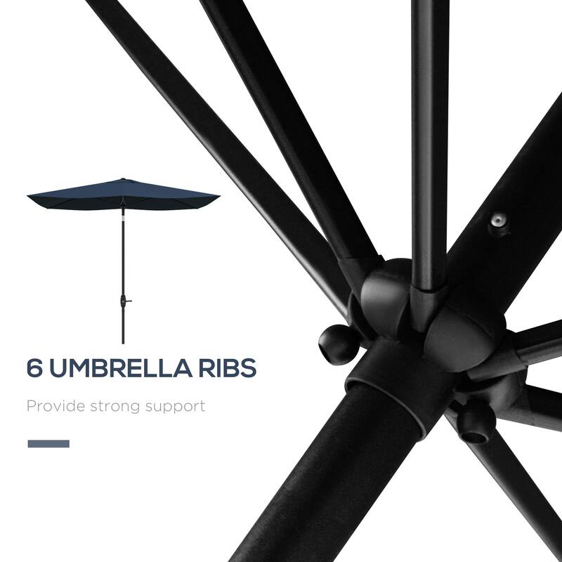 6.5ft x 10ft Rectangular Patio Umbrella with Crank and Tilt, Blue