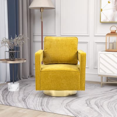 30.7"W Accent Open Chair Modern Comfy Sofa Chair With Gold Stainless Steel Swivel Base