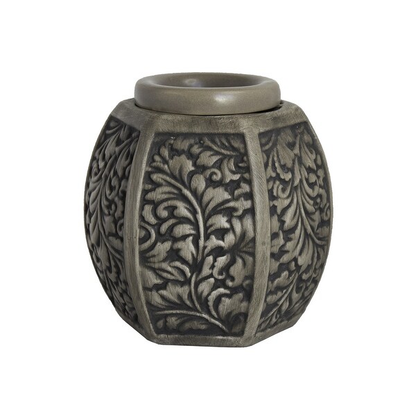 Home Indoor Decorative Scented Carved Laurel Full Size Ceramic Wax Warmer - Grey