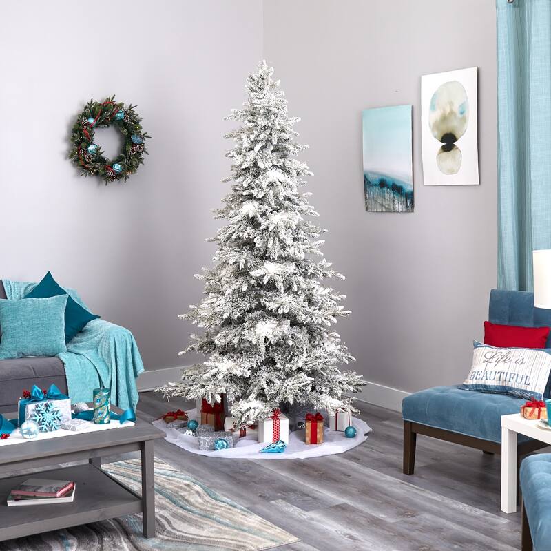 7.5Ft Pre-Lit Christmas Tree - Grand Northern Fir with Warm LED Lights & Bendable Branches - Holiday Decor - White - 84