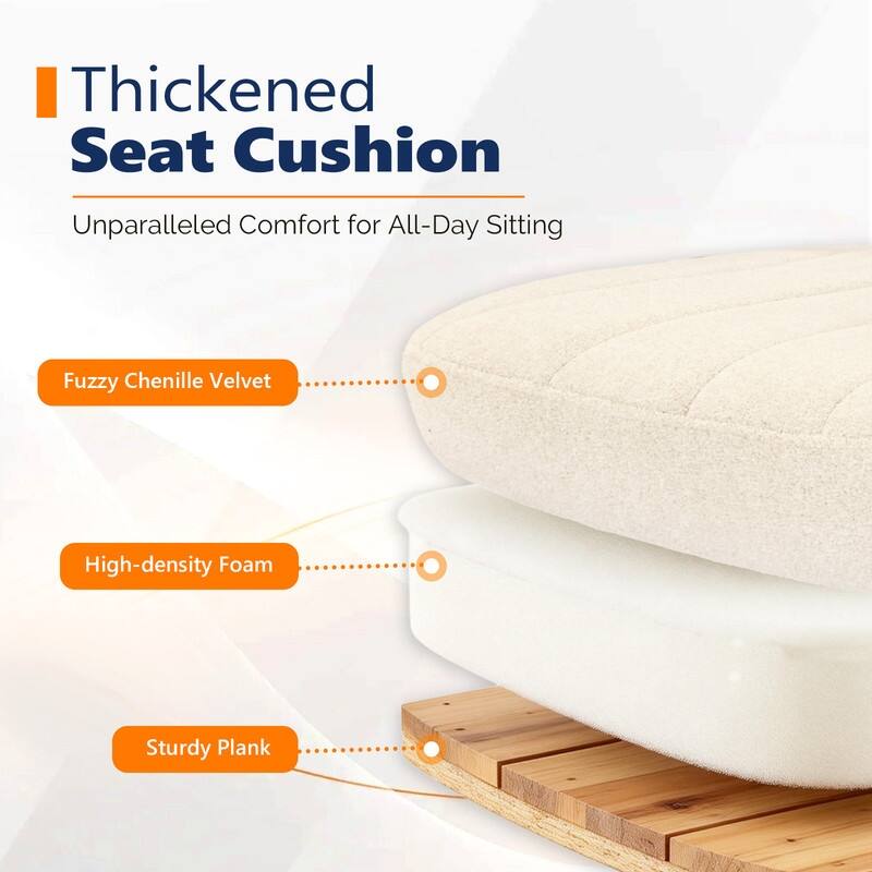 Chenille Swivel Chair With Adjustable Flip-Up Arms For Cross-Legged