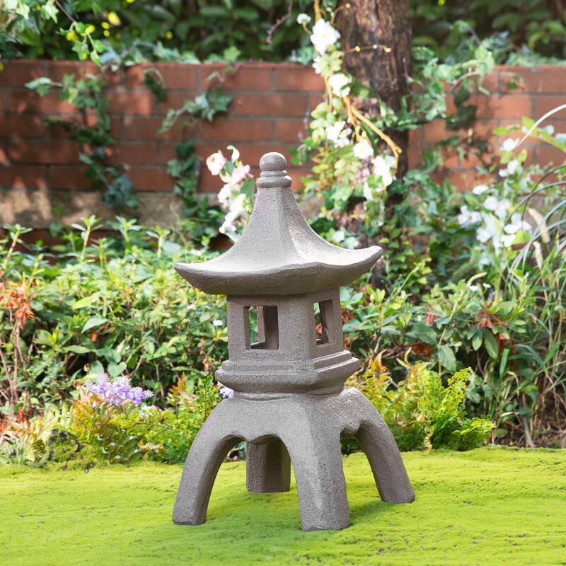 Glitzhome MGO Faux Concrete Pagoda Garden Statue Indoor and Outdoor Decoration